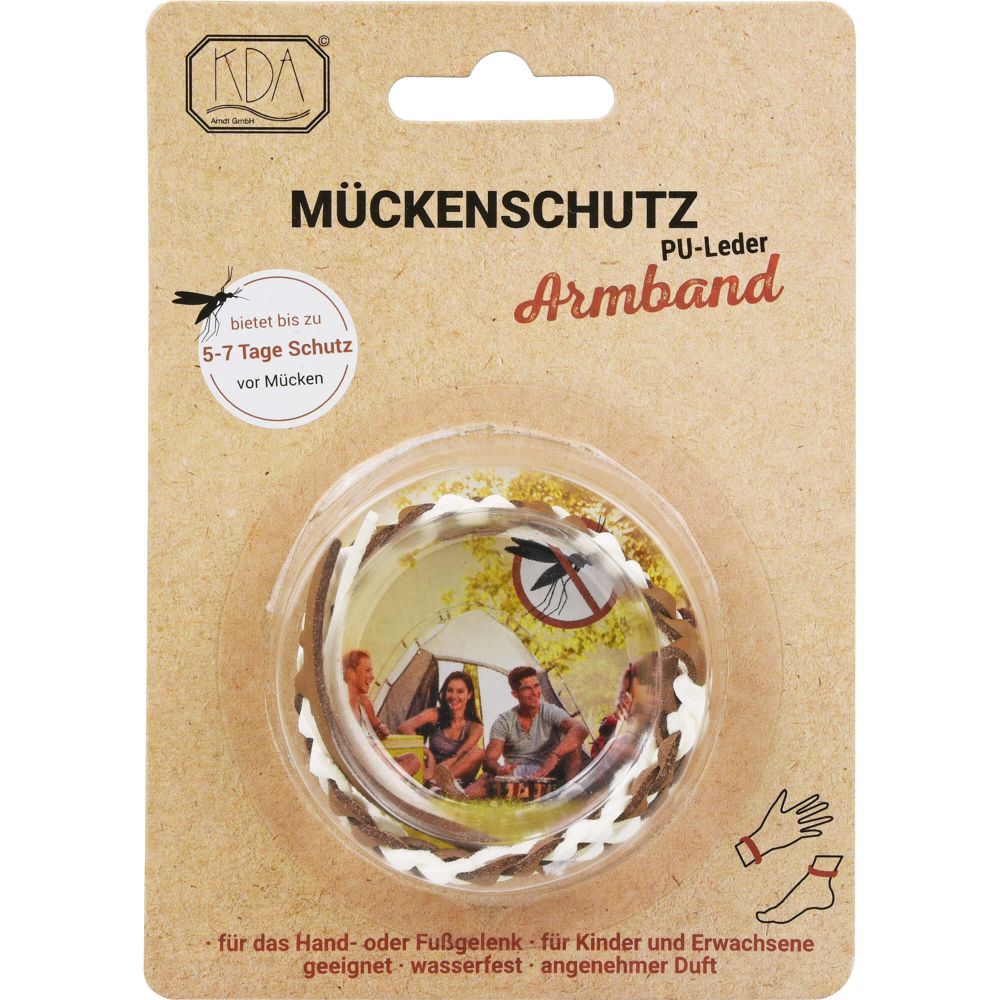 MÜCKENSCHUTZ Armband PU-Leder braun/weiß KDA