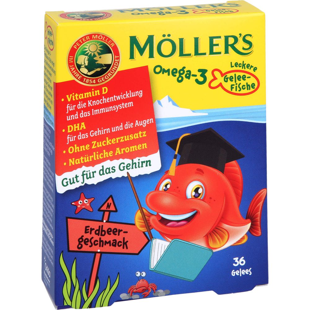MÖLLER'S Omega-3 Gelee Fisch Erdbeere Kautabletten