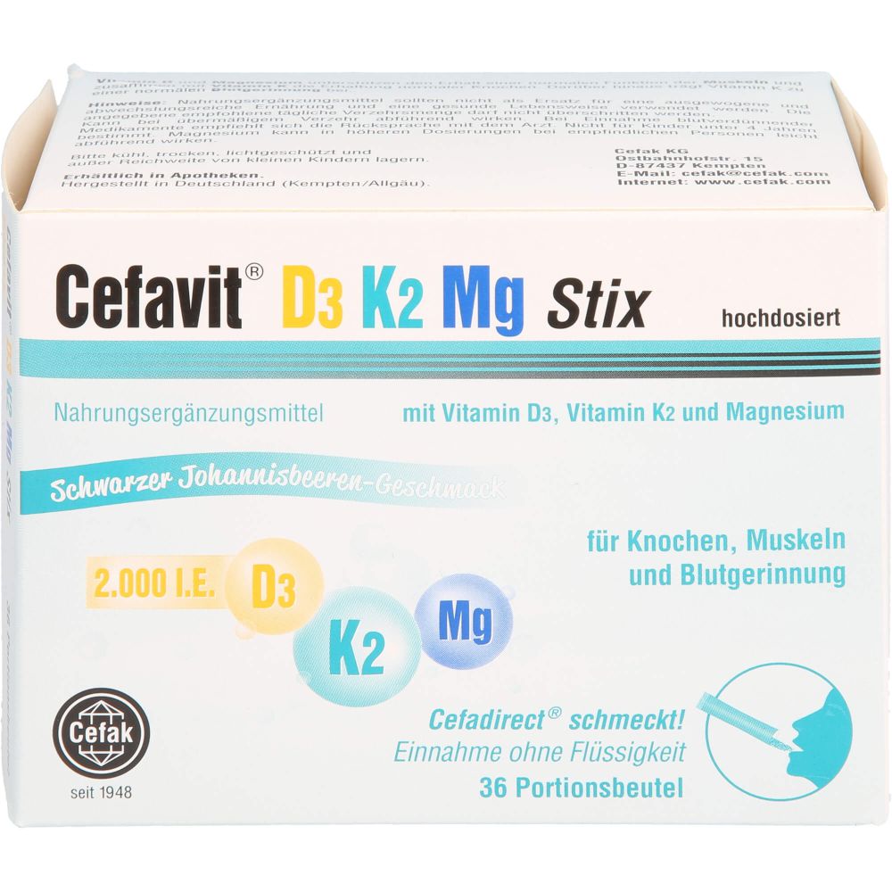 Cefavit D3 K2 Mg 2.000 I.E. Stix Granulat 36 St