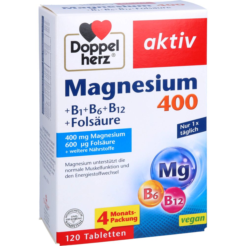 DOPPELHERZ Magnesium 400+B1+B6+B12+Folsäure Tabl.