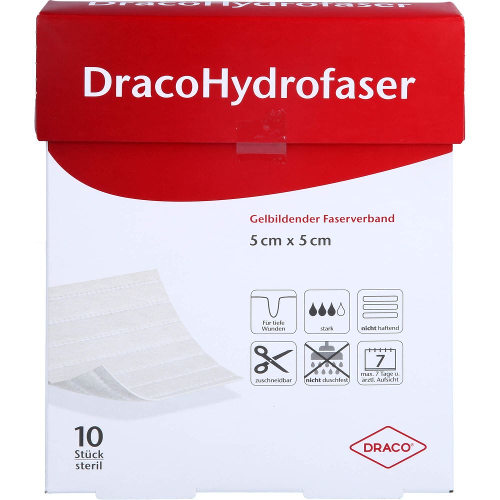 Dracohydrofaser 5x5 cm gelbildender Faserverband 10 St 10 St