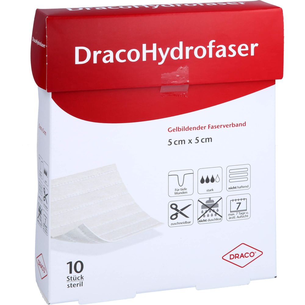 Dracohydrofaser 5x5 cm gelbildender Faserverband 10 St 10 St