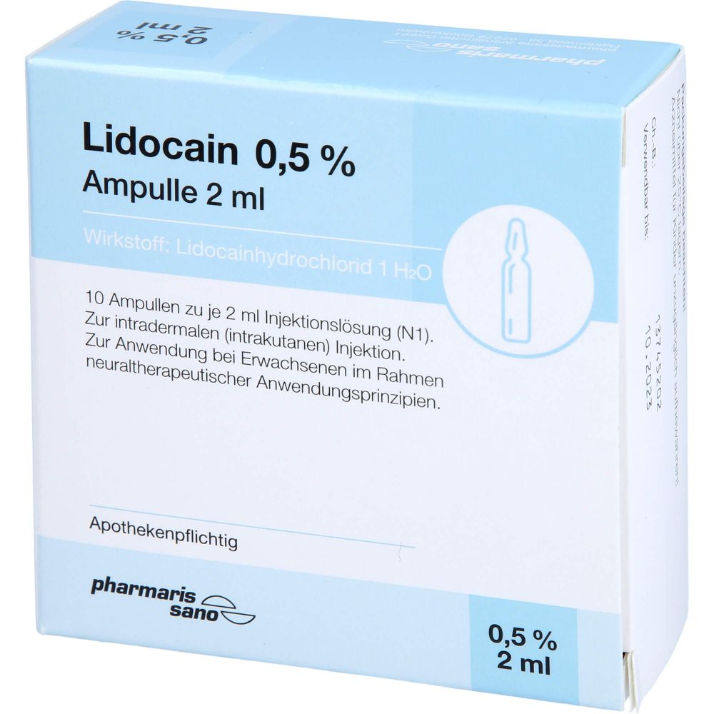 LIDOCAIN pharmarissano 0,5% Inj.-Lsg.Ampullen 2 ml