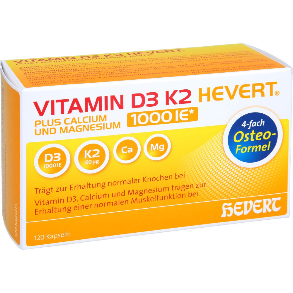 VITAMIN D3 K2 Hevert plus Ca Mg 1000 IE/2 Kapseln