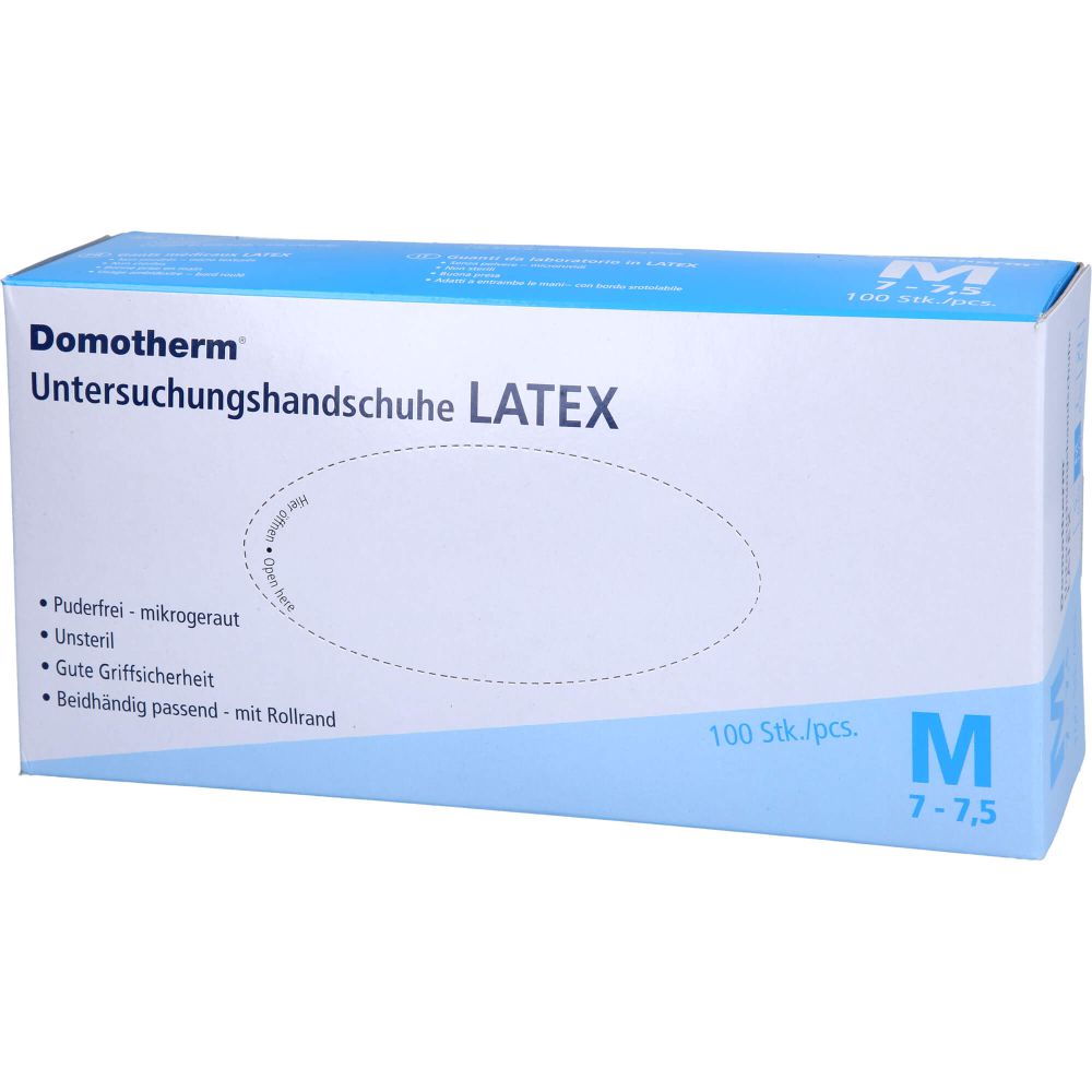 DOMOTHERM Unt.Handschuhe Latex unsteril pf M weiß