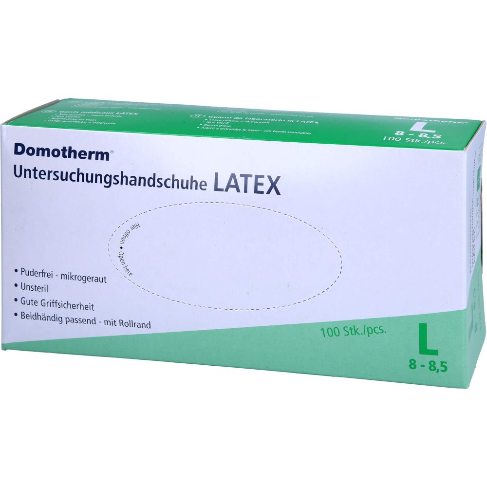 DOMOTHERM Unt.Handschuhe Latex unsteril pf L weiß