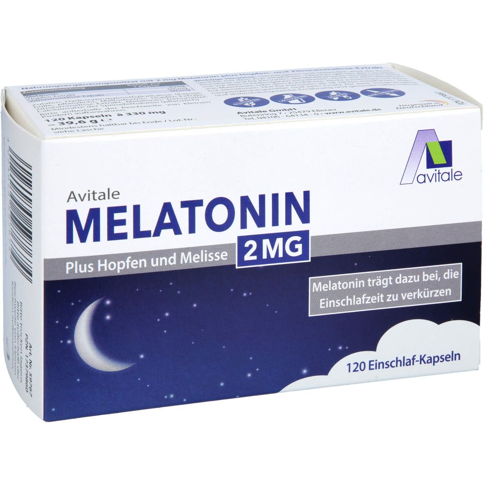 MELATONIN 2 mg plus Hopfen und Melisse Kapseln