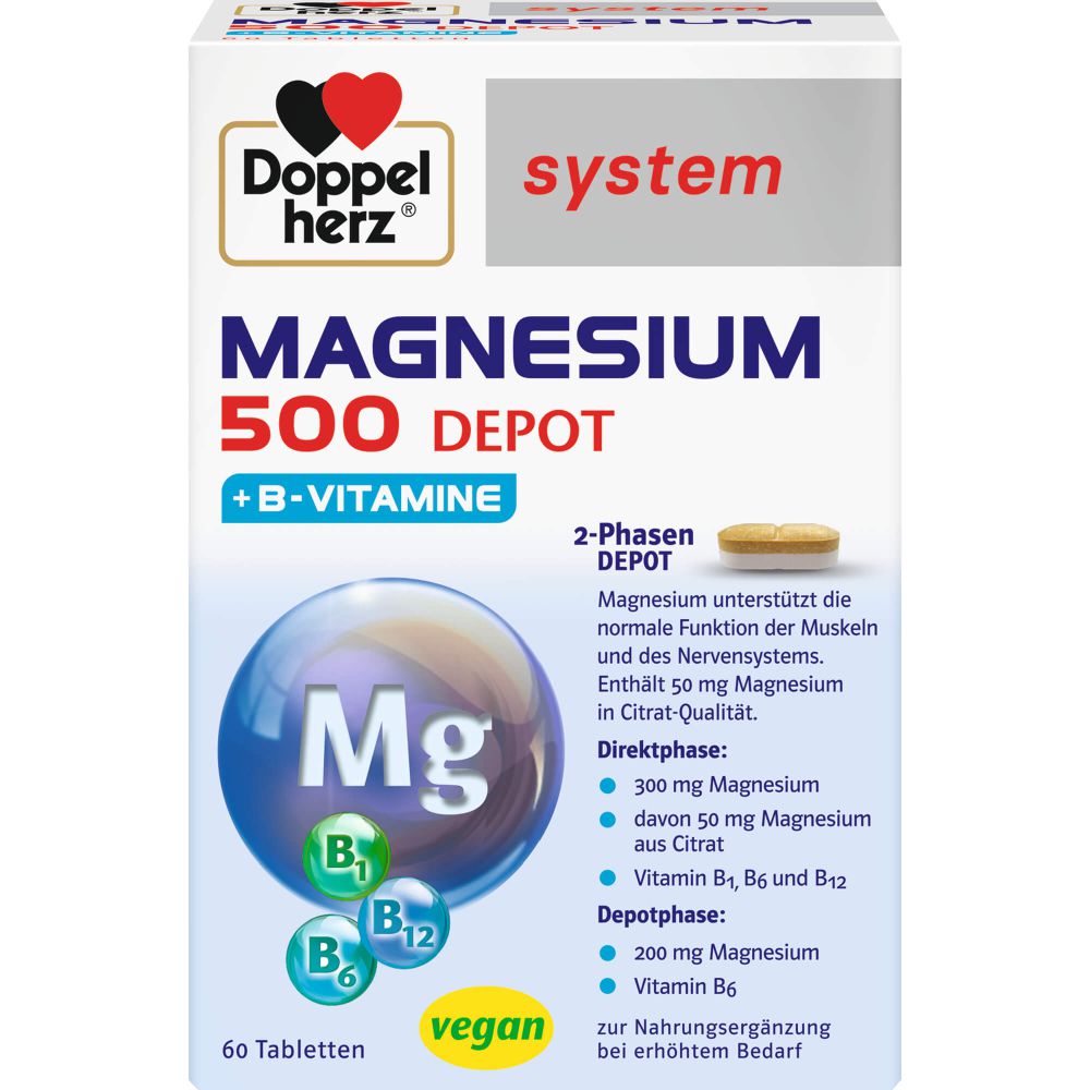 DOPPELHERZ Magnesium 500 Depot system Tabletten