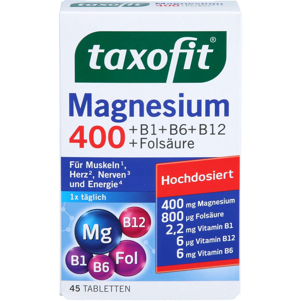 TAXOFIT Magnesium 400+B1+B6+B12+Folsäure Tabletten