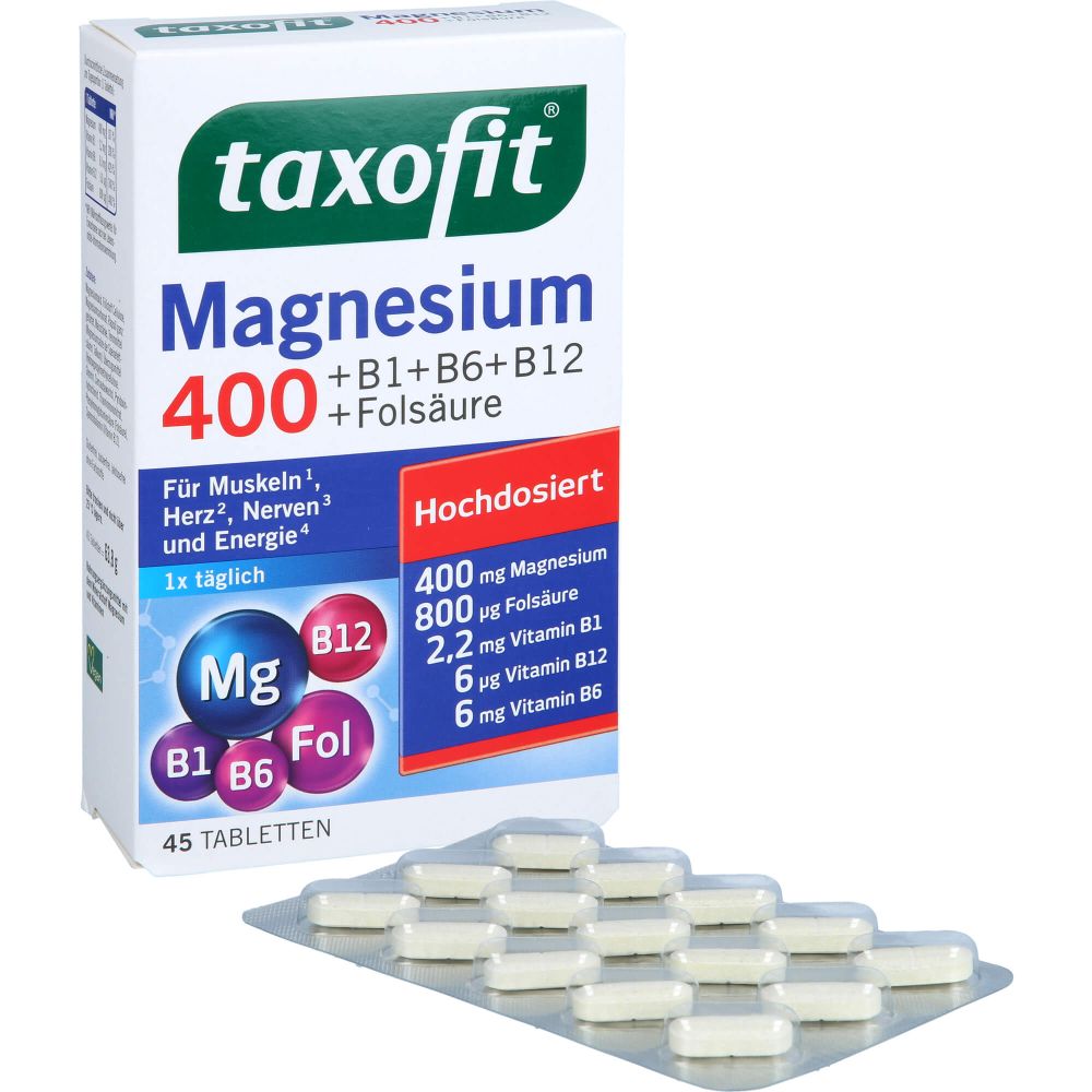 TAXOFIT Magnesium 400+B1+B6+B12+Folsäure Tabletten