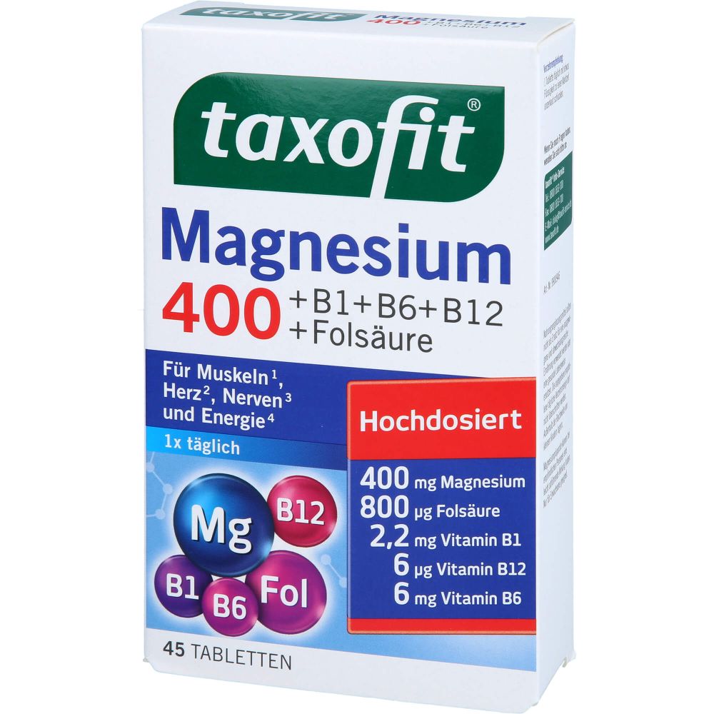 TAXOFIT Magnesium 400+B1+B6+B12+Folsäure Tabletten