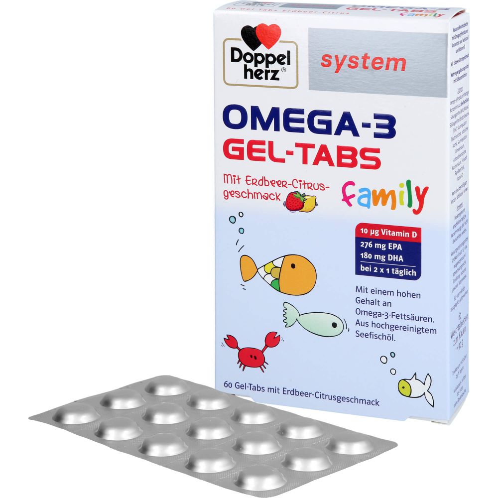 DOPPELHERZ Omega-3 Gel-Tabs family Erdb.Cit.system