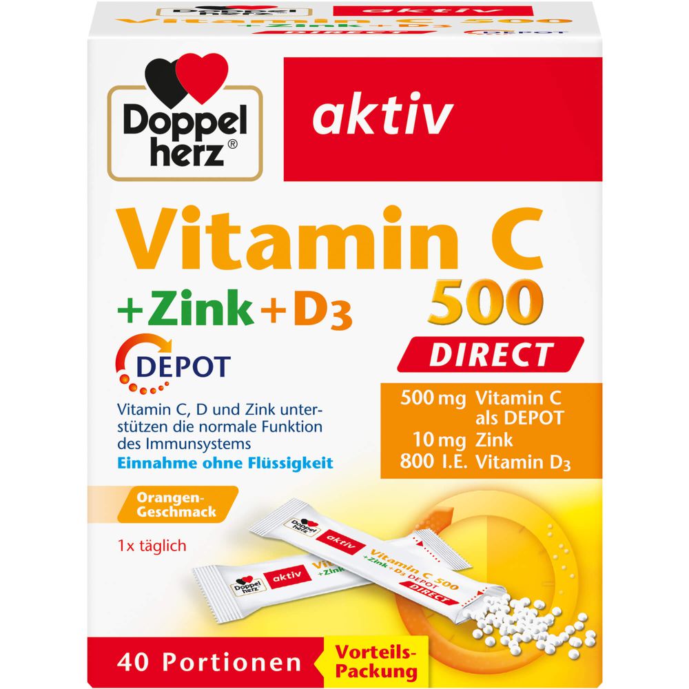 DOPPELHERZ Vitamin C 500+Zink+D3 Depot DIRECT Pel.