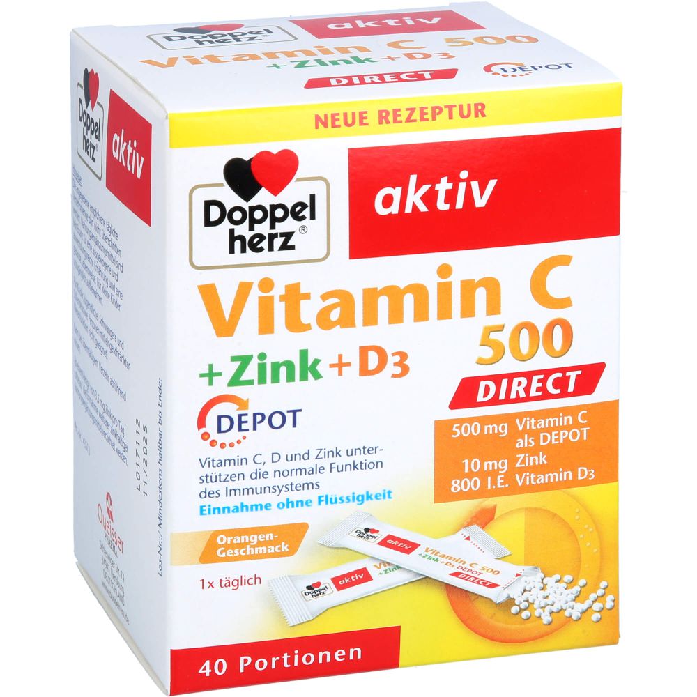 DOPPELHERZ Vitamin C 500+Zink+D3 Depot DIRECT Pel.