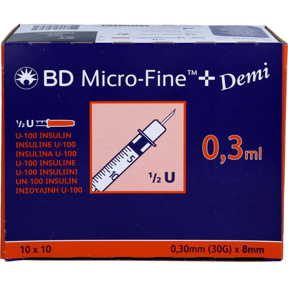 BD MICRO-FINE+ Insulinspr.0,3 ml U100 0,3x8 mm