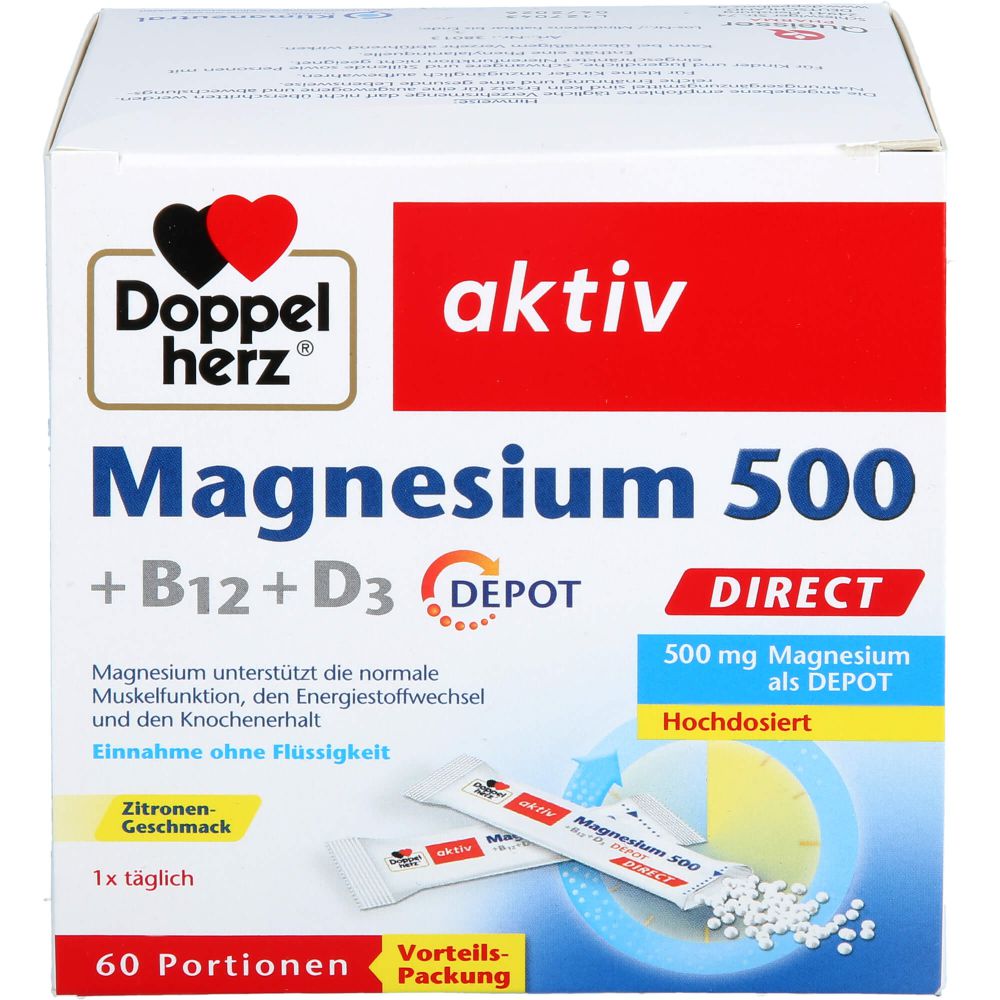 DOPPELHERZ Magnesium 500+B12+D3 Depot DIRECT Pell.