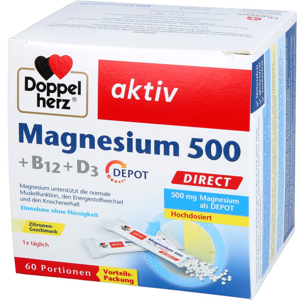 DOPPELHERZ Magnesium 500+B12+D3 Depot DIRECT Pell.