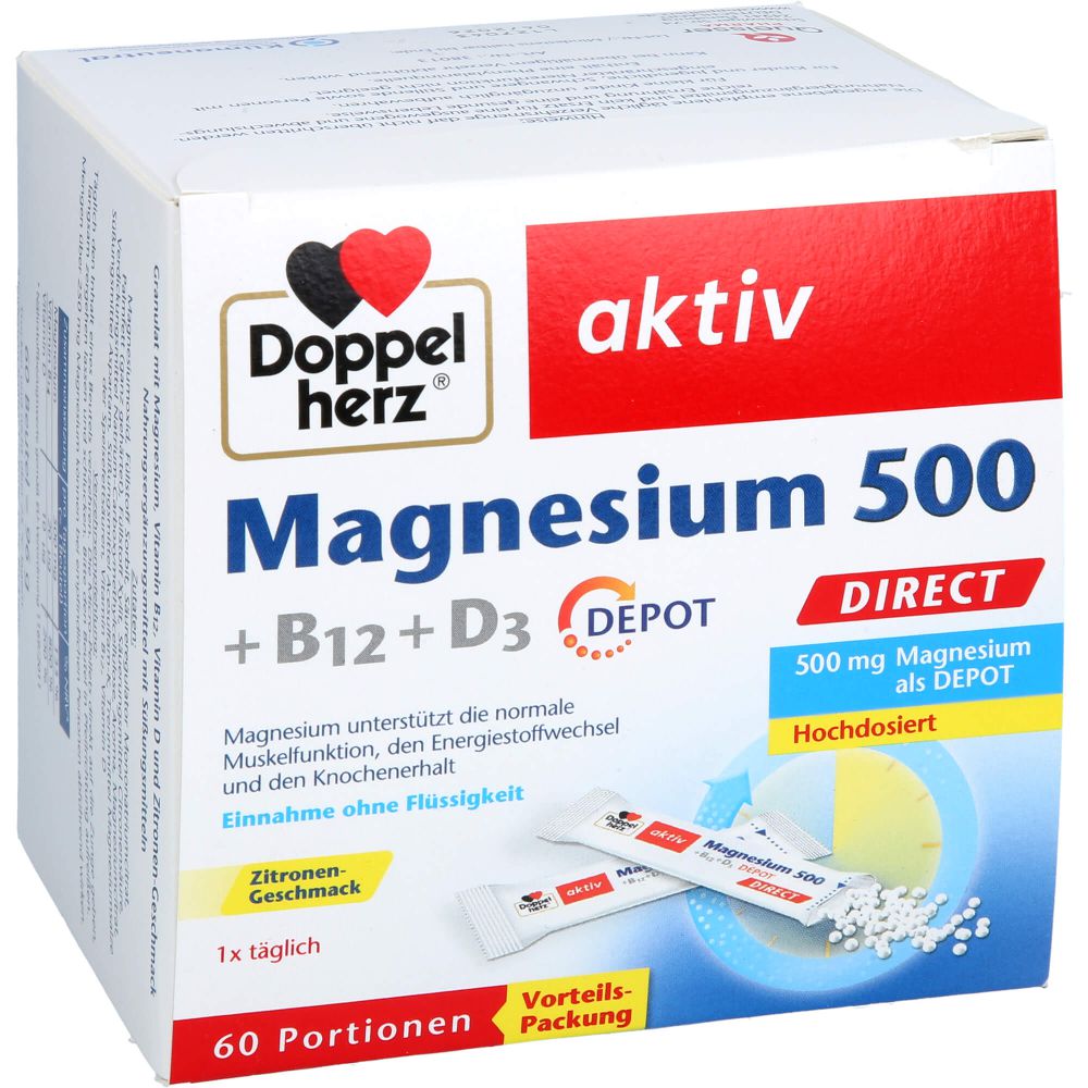 DOPPELHERZ Magnesium 500+B12+D3 Depot DIRECT Pell.