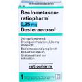 BECLOMETASON-ratiopharm 0,25mg Dosieraer.200 Hub