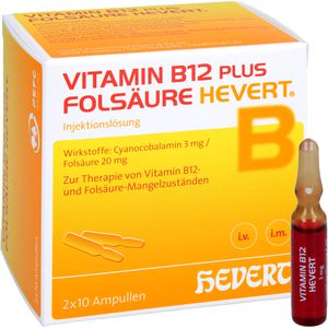 VITAMIN B12 PLUS Folsäure Hevert a 2 ml Ampullen