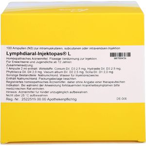 Lymphdiaral Injektopas L Ampullen 100 St