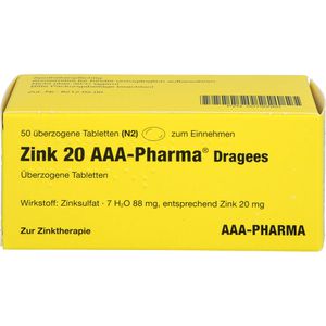 Zink 20 Aaa-Pharma Dragees 50 St