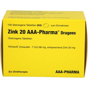 Zink 20 Aaa-Pharma Dragees 100 St