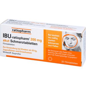 Ibu-Ratiopharm 200 mg akut Schmerztabletten Filmtabletten 20 St - Effektive Schmerzlinderung - Kopfschmerzen - Zahnschmerzen - Regelschmerzen