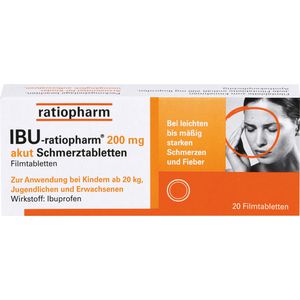 Ibu-Ratiopharm 200 mg akut Schmerztabletten Filmtabletten 20 St - Effektive Schmerzlinderung - Kopfschmerzen - Zahnschmerzen - Regelschmerzen