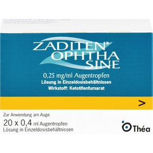 ZADITEN ophtha sine 0,25 mg/ml Augentr.Einzeldos.