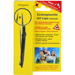 ZECKENPINZETTE Chirurgenstahl mit Lupe