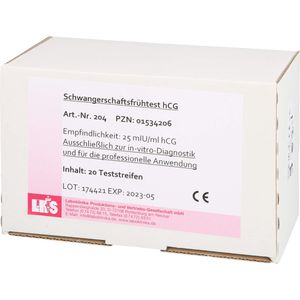 SCHWANGERSCHAFTS-FRÜHTEST hCG Teststreifen Urin