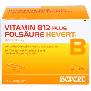 VITAMIN B12 PLUS Folsäure Hevert a 2 ml Ampullen