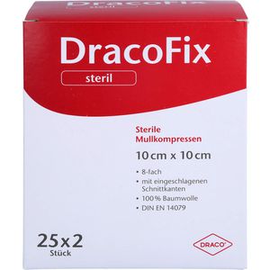 DRACOFIX PEEL Kompressen 10x10 cm steril 8fach