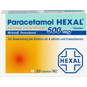 Paracetamol 500 mg Hexal b.Fieber u.Schmerzen Tab. 20 St 20 St