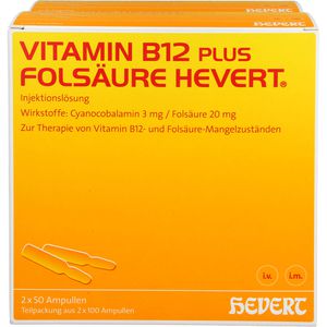 VITAMIN B12 Folsäure Hevert Amp.-Paare