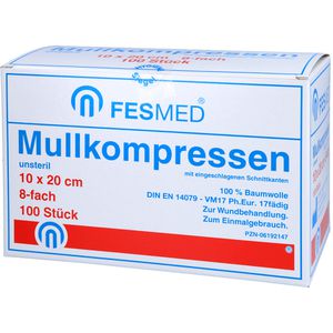 MULLKOMPRESSEN ES 10x20 cm unsteril 8fach