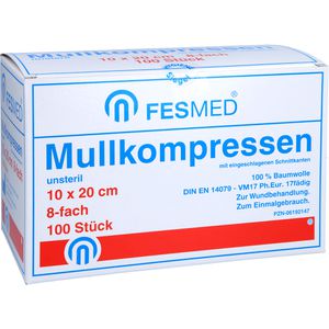 MULLKOMPRESSEN ES 10x20 cm unsteril 8fach