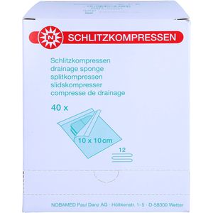 SCHLITZKOMPRESSEN Mull 10x10 cm steril 12fach