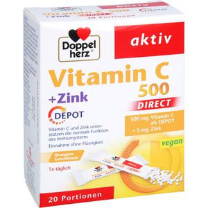 DOPPELHERZ Vitamin C 500+Zink Depot DIRECT Pellets