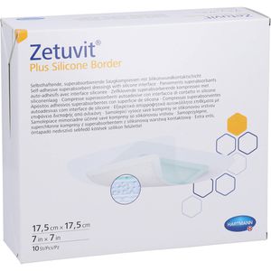 ZETUVIT Plus Silicone Border steril 17,5x17,5 cm