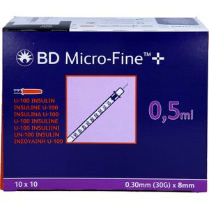 BD MICRO-FINE+ Insulinspr.0,5 ml U100 0,3x8 mm