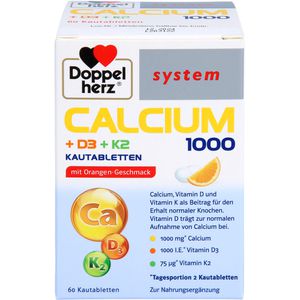 DOPPELHERZ Calcium 1000+D3+K2 system Kautabletten