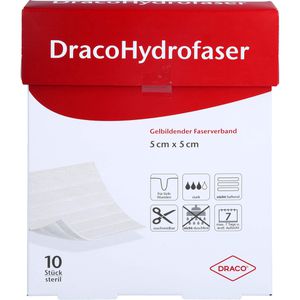 Dracohydrofaser 5x5 cm gelbildender Faserverband 10 St