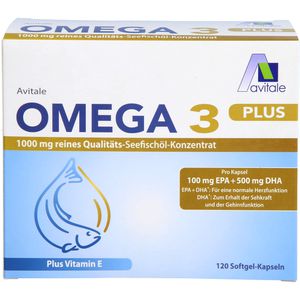 OMEGA-3 PLUS 1.000 mg DHA 500 mg/EPA 100 mg+Vit.E