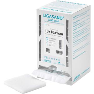 LIGASANO weiß Verband 1x10x10 cm steril Spenderbox