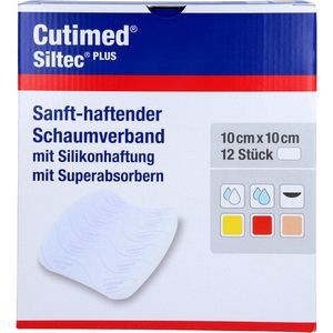 Cutimed Siltec Plus Schaumverb.10x10 cm haftend 12 St
