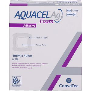 AQUACEL Ag Foam adhäsiv 10x10 cm Verband