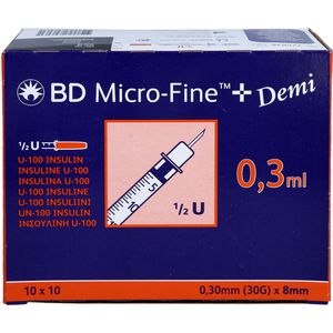 BD MICRO-FINE+ Insulinspr.0,3 ml U100 0,3x8 mm