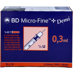 Bd Micro-Fine+ Insulinspr.0,3 ml U100 0,3x8 mm 100 St
